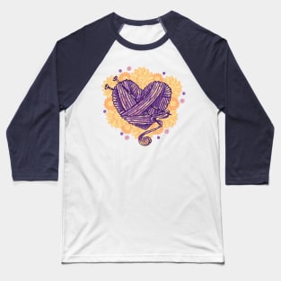 Knitting yarn heart and daisy buttons Baseball T-Shirt